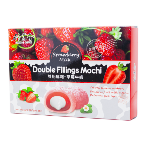 Bamboo House Double Fillings Mochi Strawberry Milk, 180g Bamboo House Double Fillings Mochi Strawberry Milk, 180g