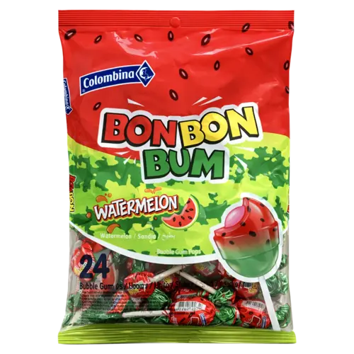 Colombina Colombina Bon Bon Bum Watermelon Bubble Gum Pops, 408g Colombina Colombina Bon Bon Bum Watermelon Bubble Gum Pops, 408g