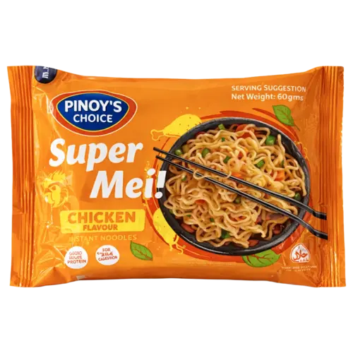 Pinoy’s Choice Super Me! Chow Mein Instant Noodle Chicken Flavour, 60g Pinoy’s Choice Super Me! Chow Mein Instant Noodle Chicken Flavour, 60g
