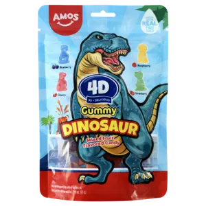 Amos 4D Fruit Gummy Dinosaur Fruity Flavour, 65g