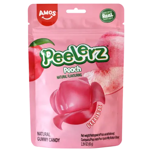 Amos Peelerz Peach Gummy Candy, 65g
