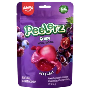 Amos Peelerz Grape Gummy Candy, 65g