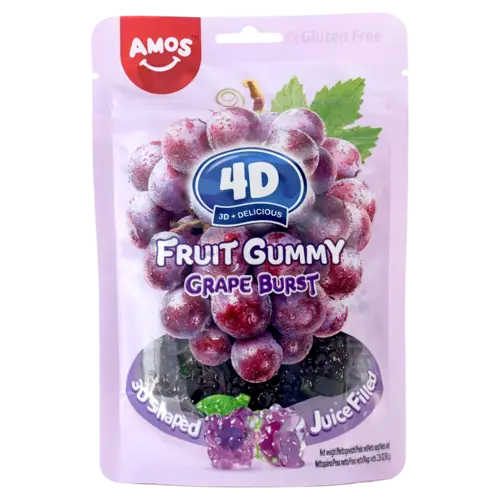 Amos 4D Fruit Gummy Juicy Grape Burst, 65g