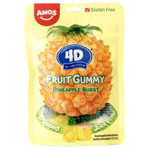 Amos 4D Fruit Gummy Juicy Pineapple Burst, 65g
