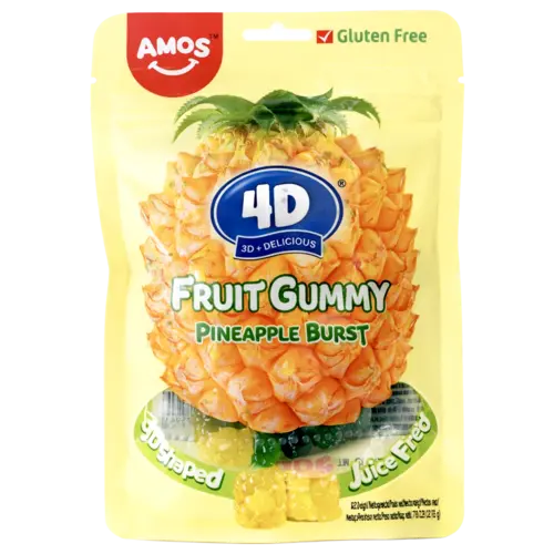 Amos 4D Fruit Gummy Juicy Pineapple Burst, 65g