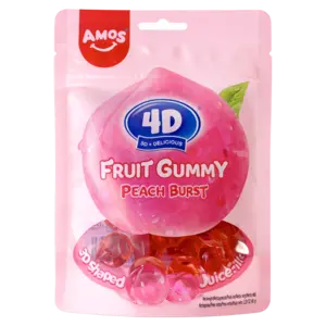 Amos 4D Fruit Gummy Juicy Peach Burst, 65g