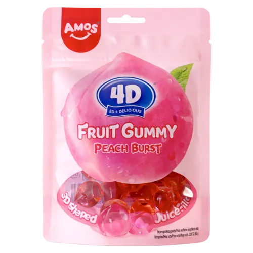 Amos 4D Fruit Gummy Juicy Peach Burst, 65g
