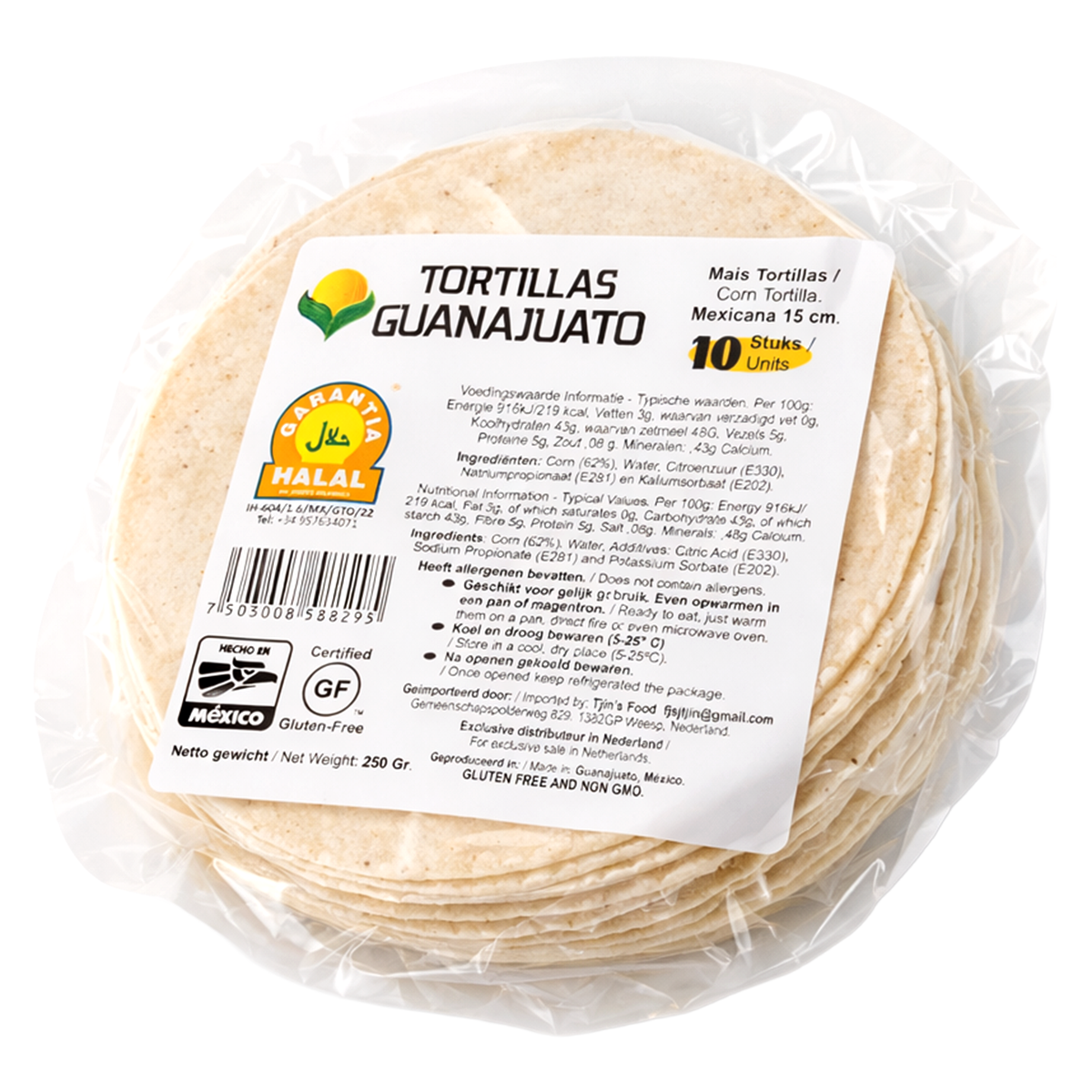 Guanajuato Tortillas White Corn Tortillas 15cm, 10st
