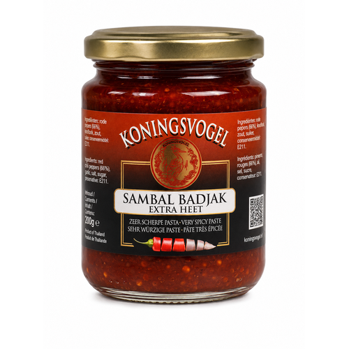 Koningsvogel Koningsvogel Sambal Badjak Extra Heet, 280g Koningsvogel Koningsvogel Sambal Badjak Extra Heet, 280g