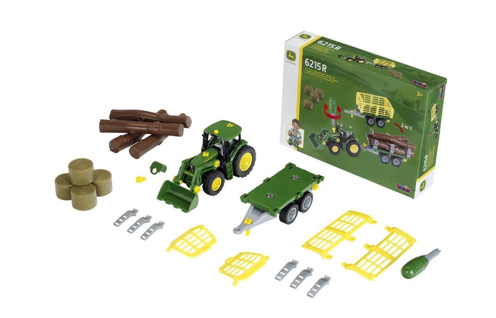 John Deere Tractor met hout- en hooikar | 3906