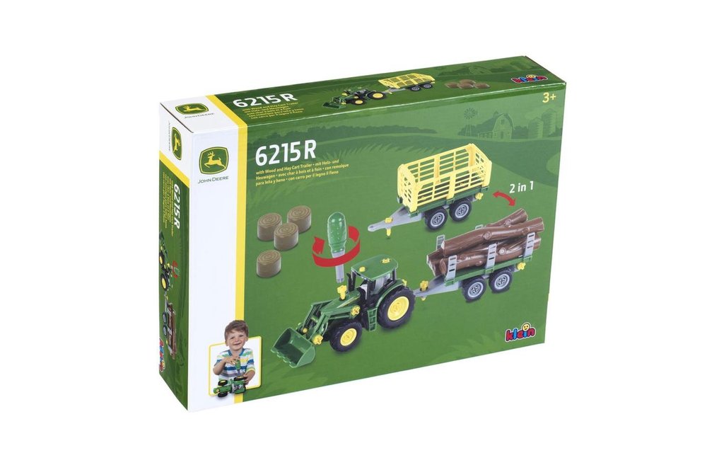 John Deere Tractor met hout- en hooikar | 3906