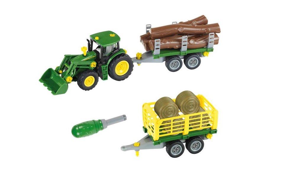 John Deere Tractor met hout- en hooikar | 3906