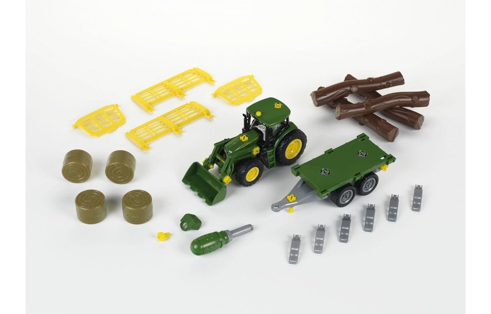 John Deere Tractor met hout- en hooikar | 3906