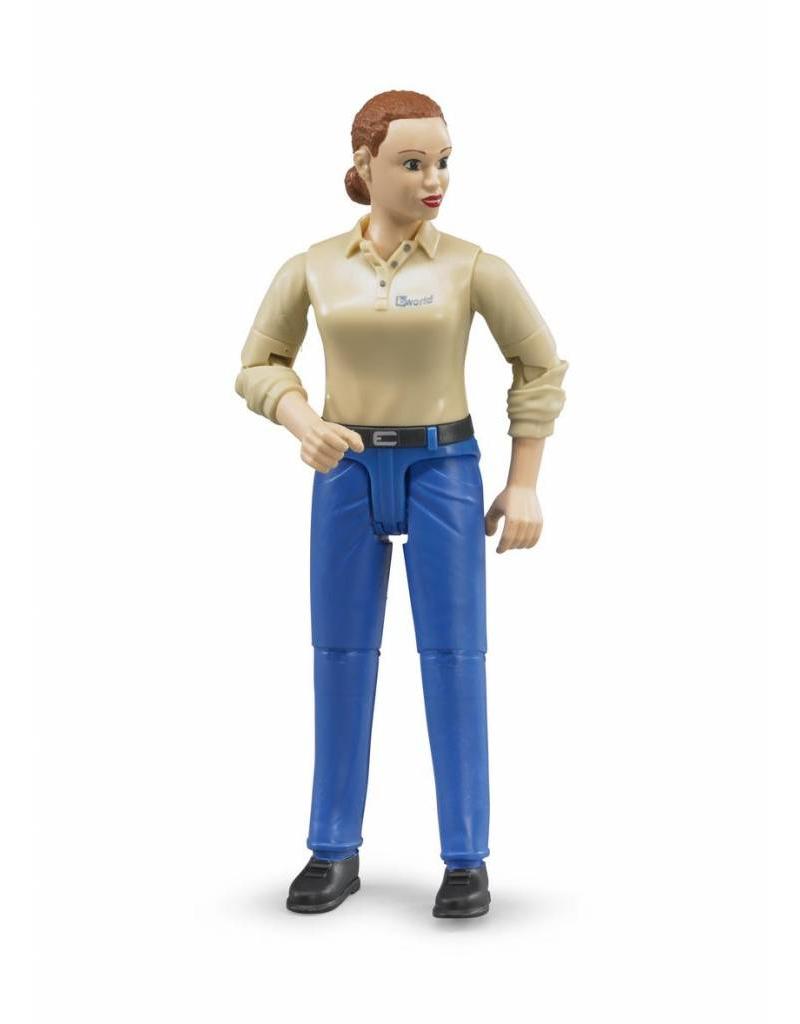 Bruder Bruder 60408 - Speelfiguur vrouw: blank, bruin, blauwe jeans