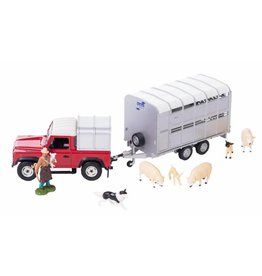 Britains Britains 43138 - Land Rover Defender 90 met aanhanger, boer en schapen 1:32