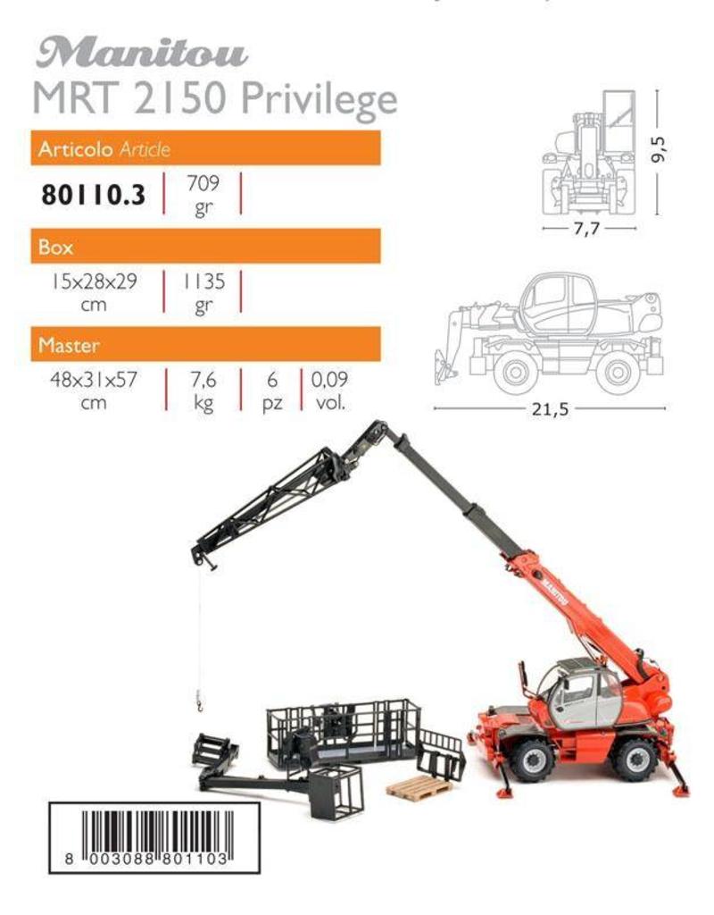 Ros Ros 80110.3 - Manitou MRT2150+ MANISCOPIC verreiker met diverse accessoire 1:32