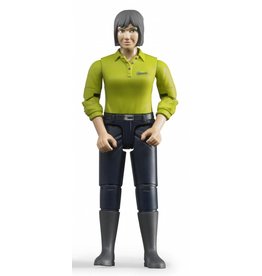 Bruder Bruder 60405 - Speelfiguur vrouw: blank, grijs, donkerblauwe jeans