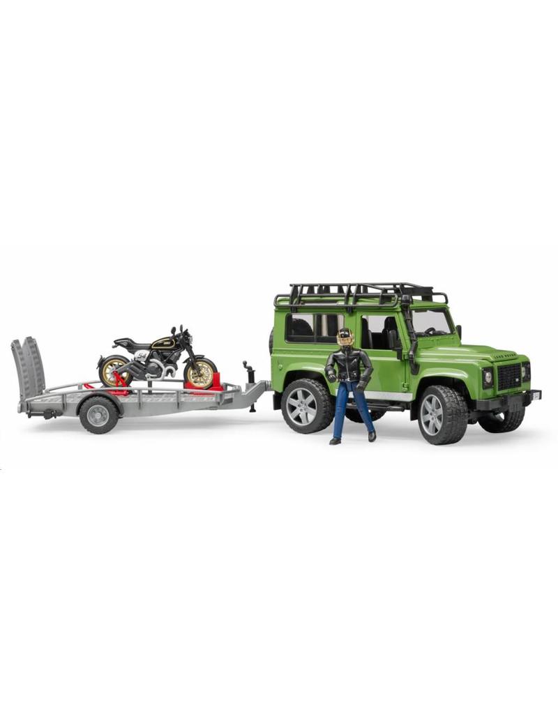 Bruder Bruder 2598 - Landrover Defender met aanhanger en Ducati motor en berijder