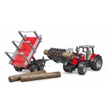 Bruder Bruder 2046 - Massey Ferguson 7480 met frontlader en houttransport aanhanger