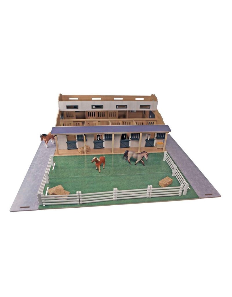 Kids Globe Kids Globe 610311 - Paardenstal met 7 boxen en weiland 1:24