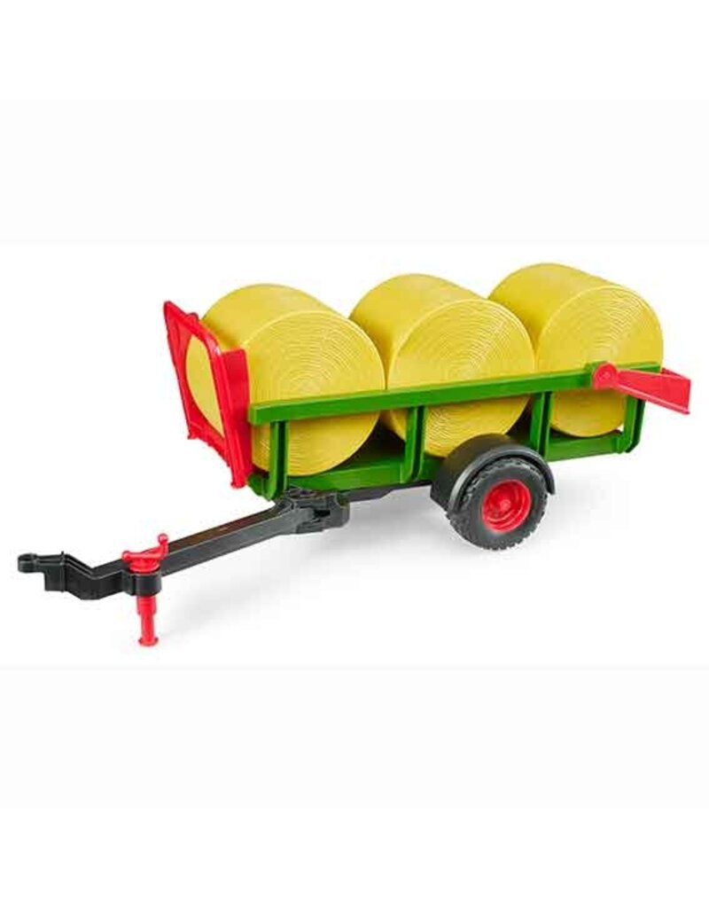 Bruder Bruder 2204 - Zelfladende balentrailer met 3 ronde hooibalen 1:16