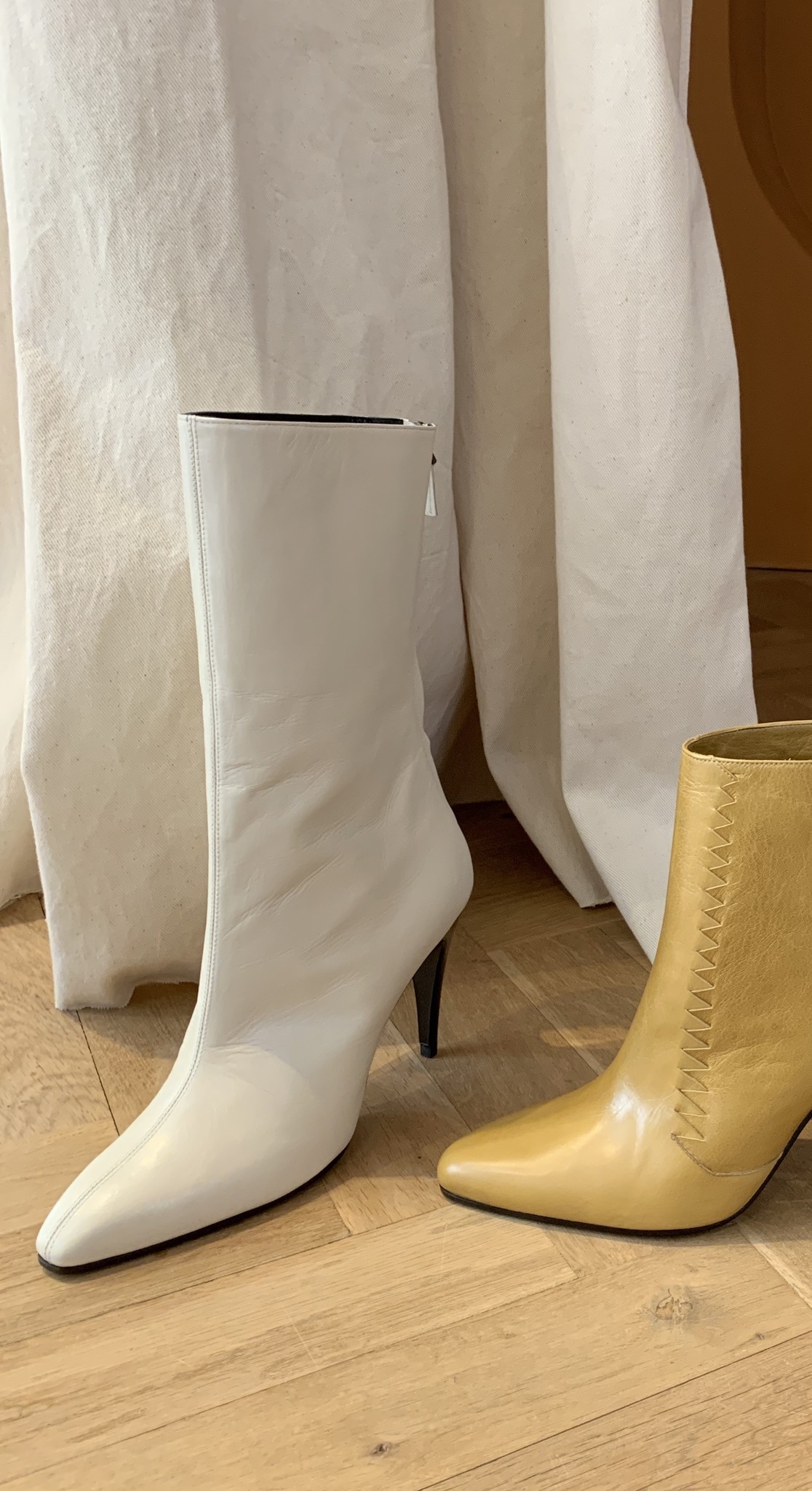 white cream boots