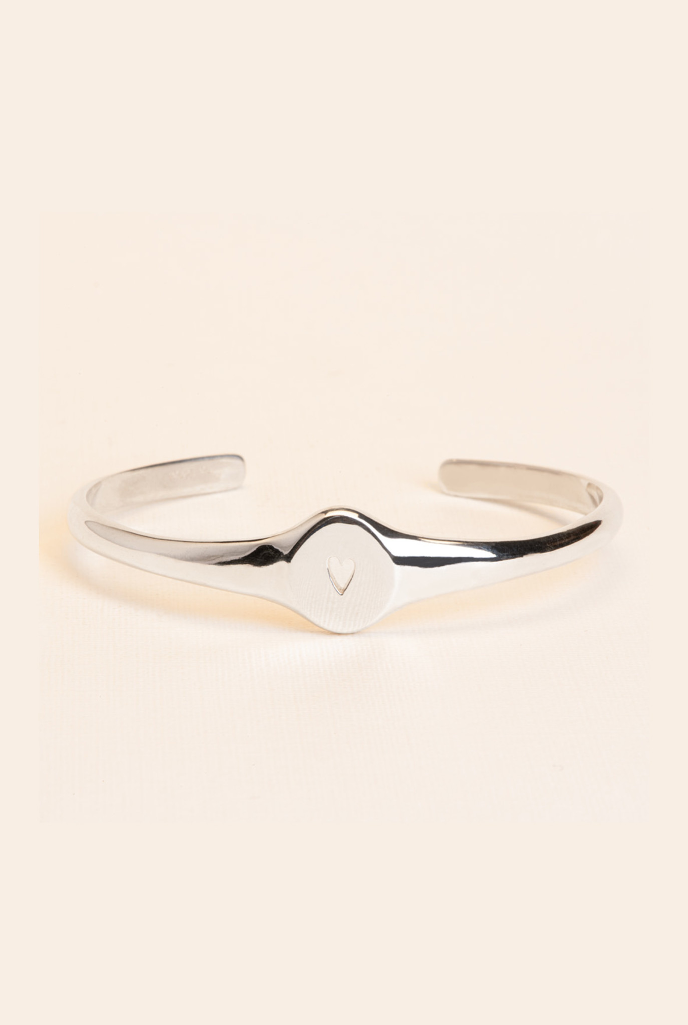 bangle bracelet with heart shaped cut out