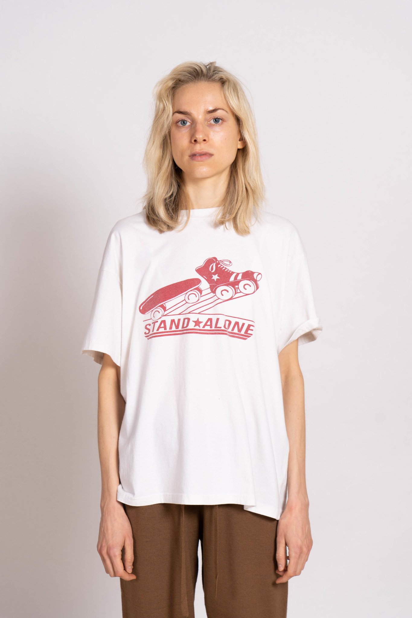 Retro Skateboard T-shirt Light Grey / Red