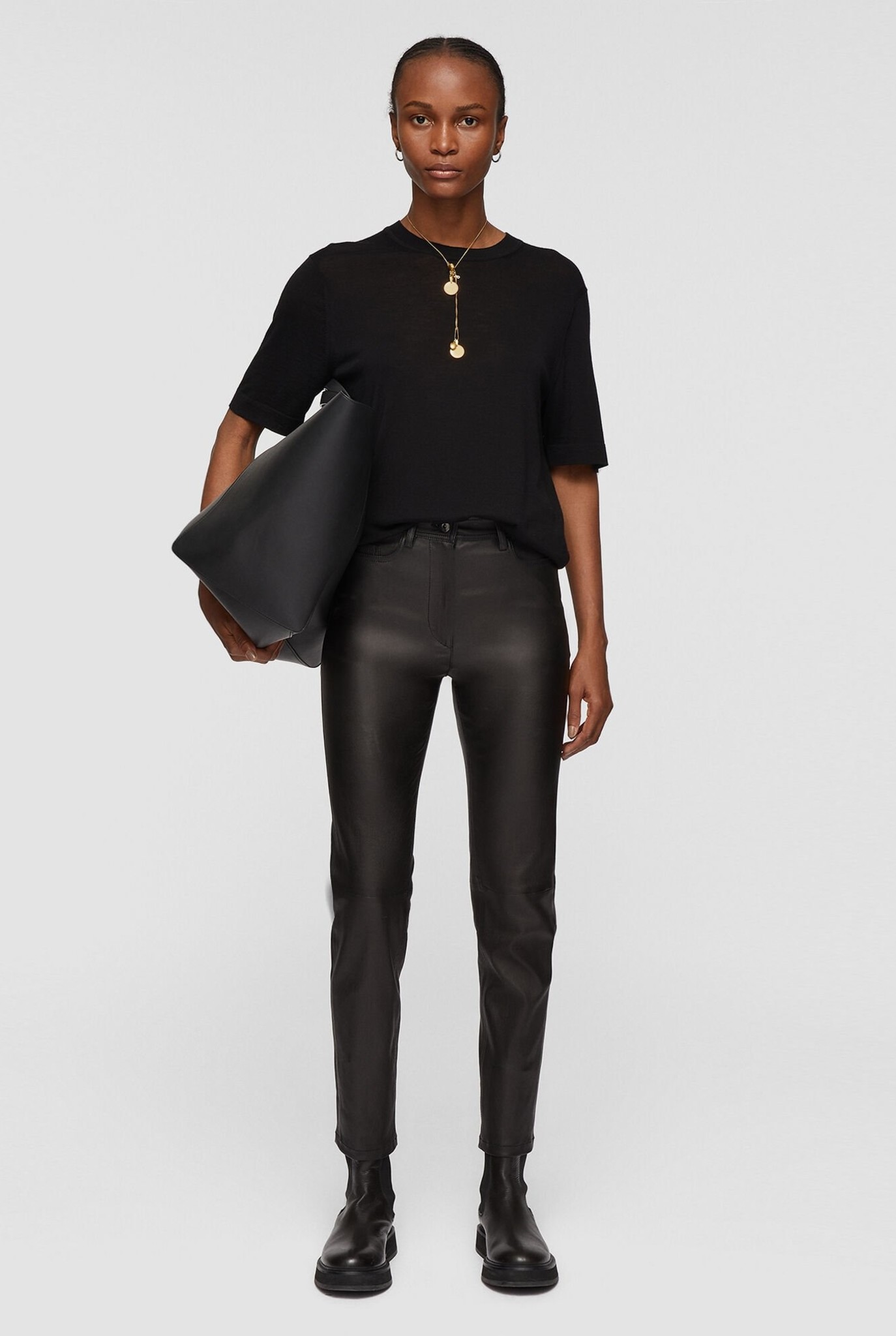 Joseph £1025 Navy Stretch-Leather Teddy Trousers L