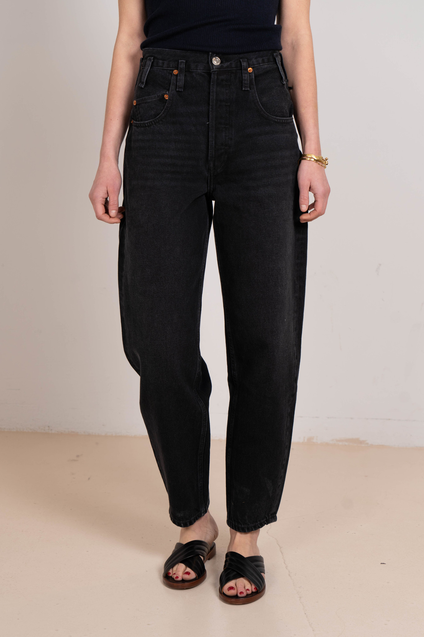 80s Peg Leg faded high-rise jeans Black 