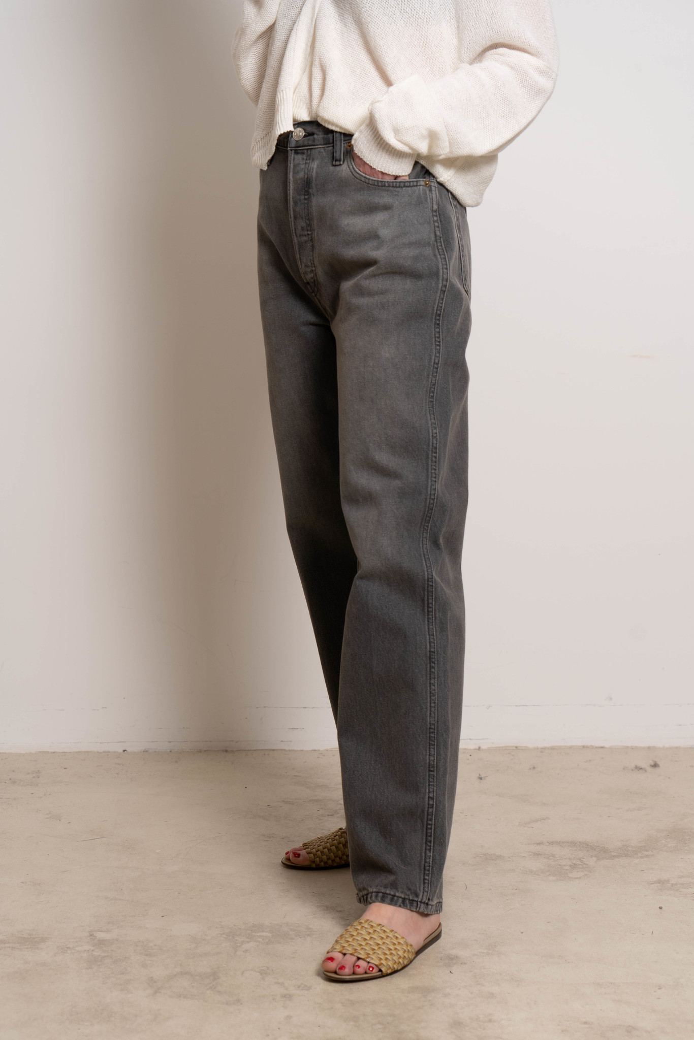 Re/Done High Rise Loose Jeans Vintage Ash Grey - Objet Trouvé