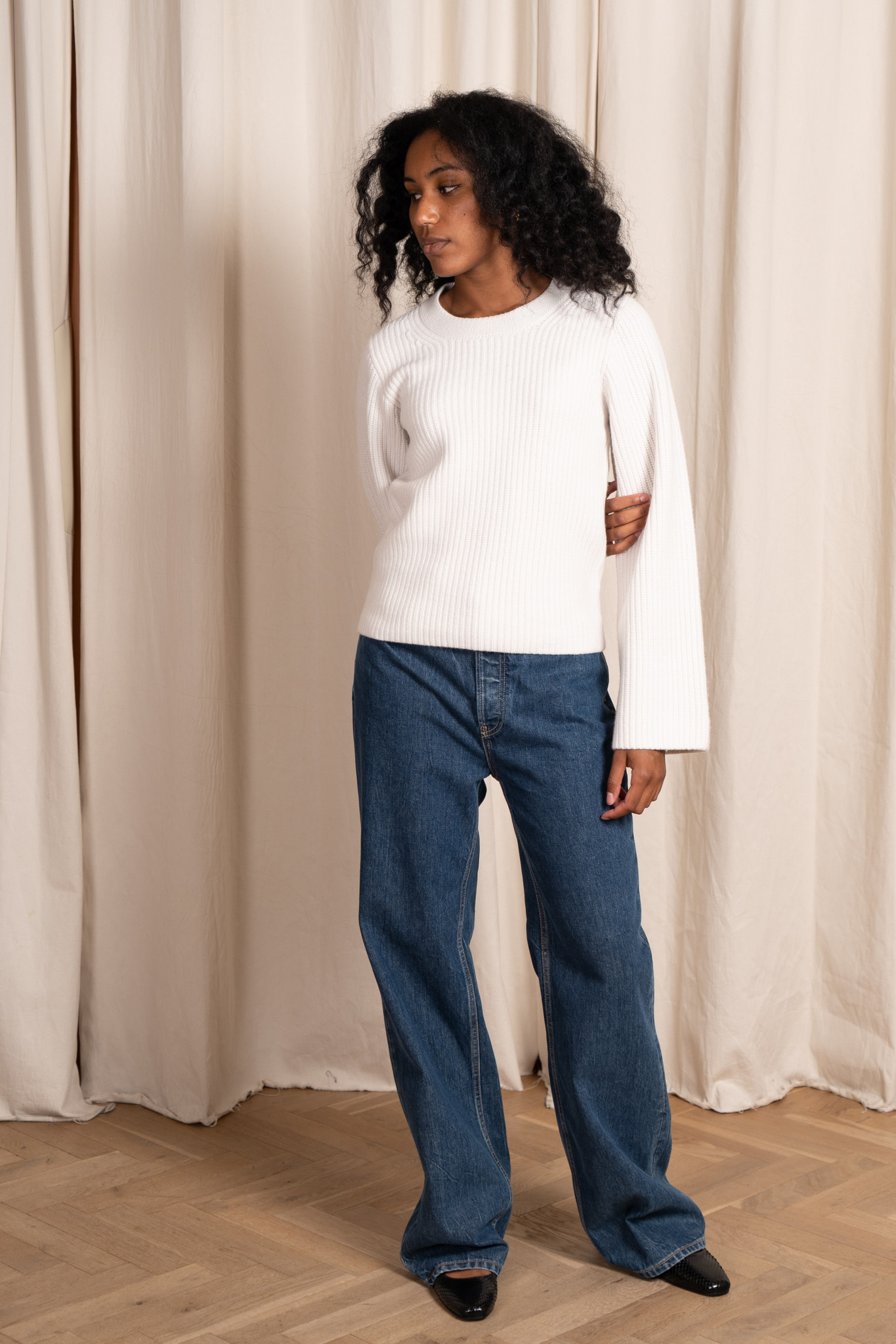 Cropped Rd Nk-Soft Wool Ivory