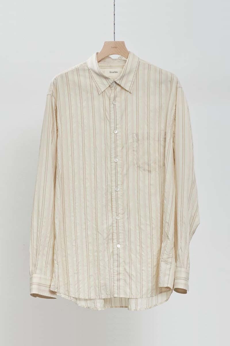 Ernie Palo Stripe silk shirt Nutwhite