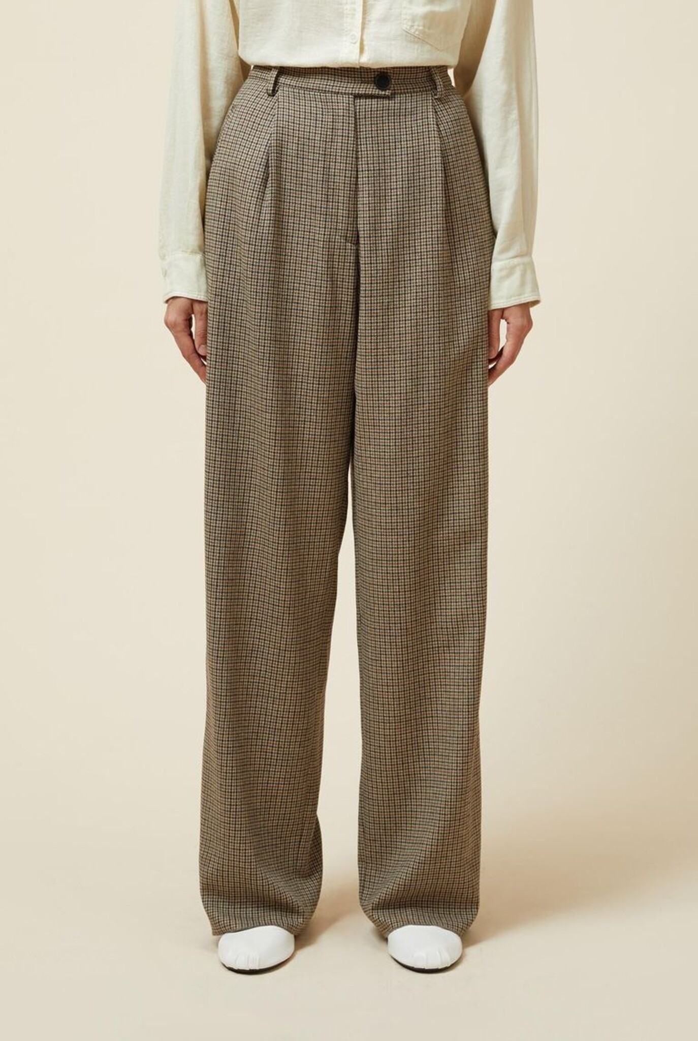 Micro vichy-patterned trousers Brown