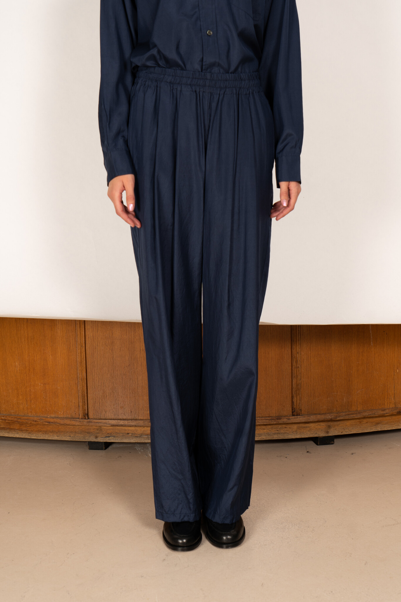 Ernie Palo Silk Easy Pants Navy