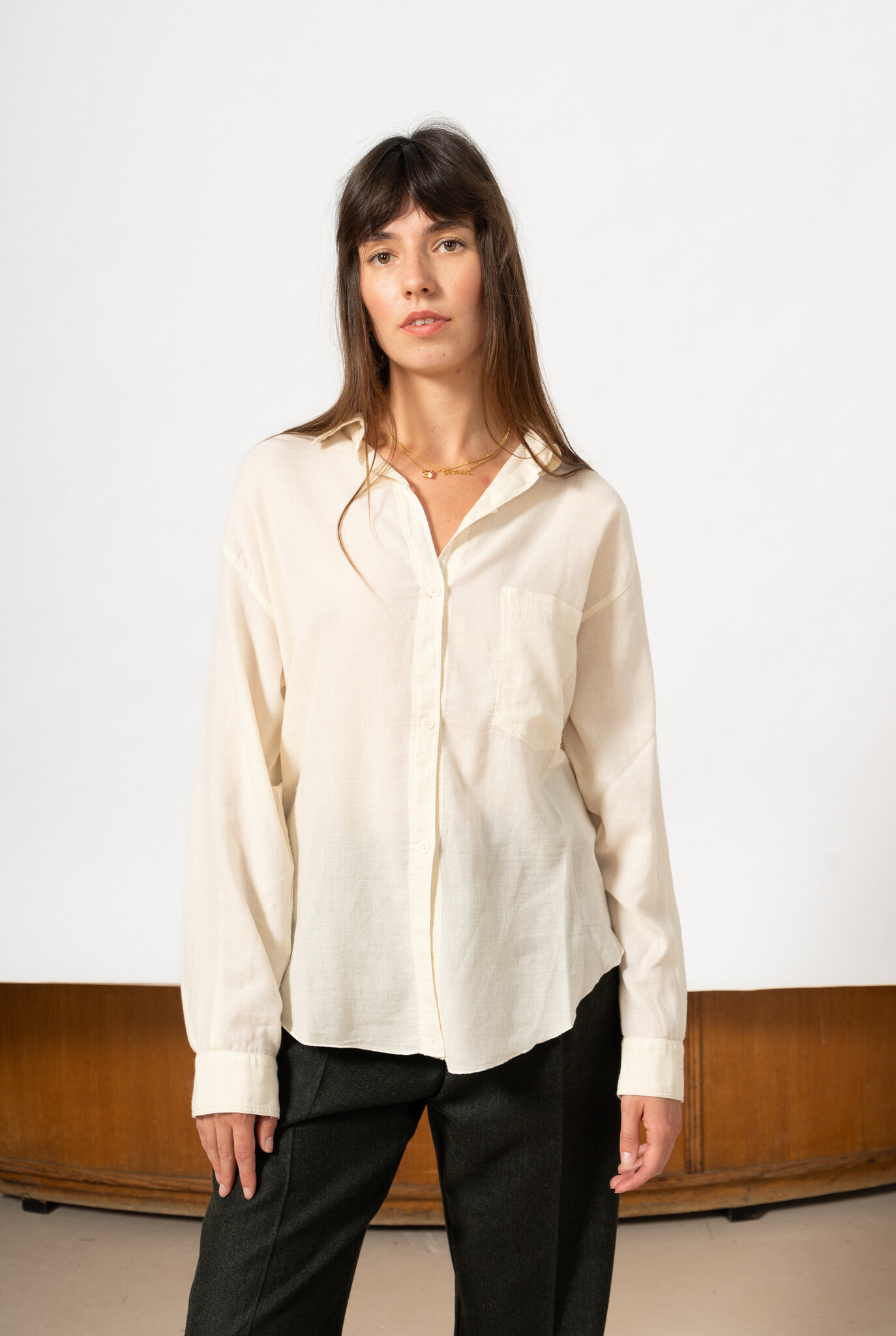 Shirt with knot naturally dyed Cream