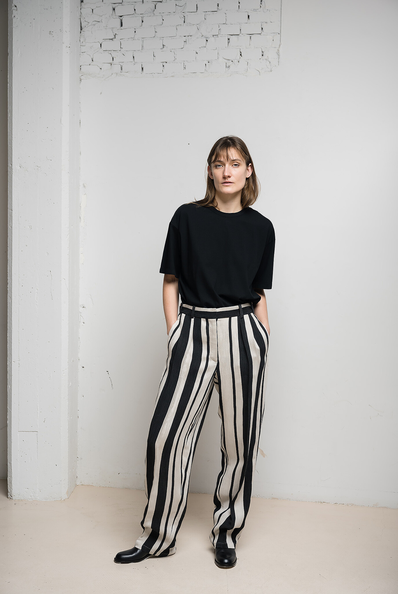 Buckley pant Stripe Oyster White/Black