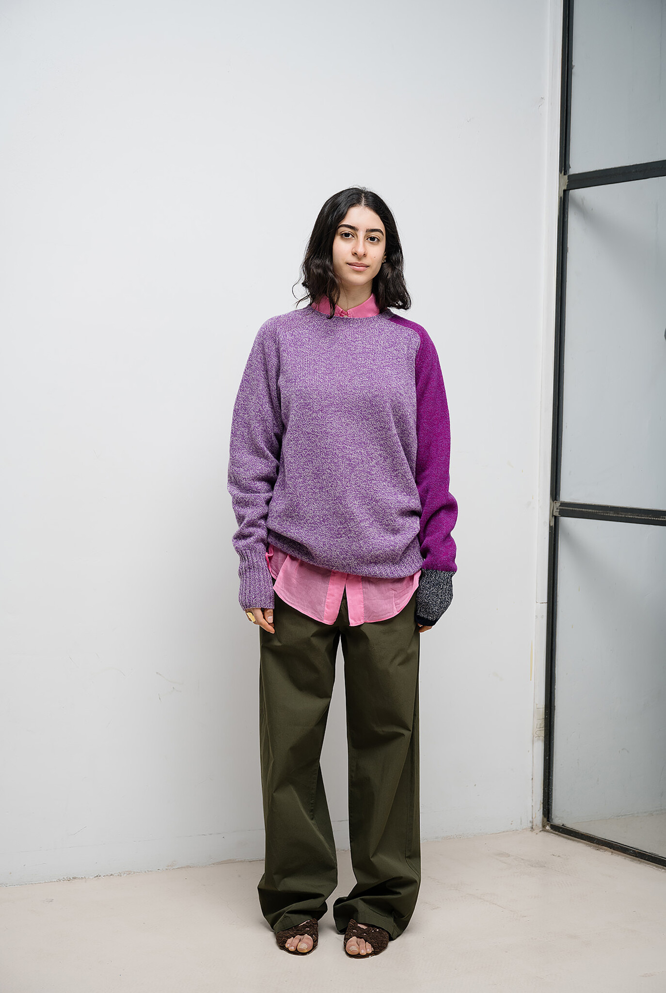 Percy Two-Tone Crew Neck Sweater Purple/Navy