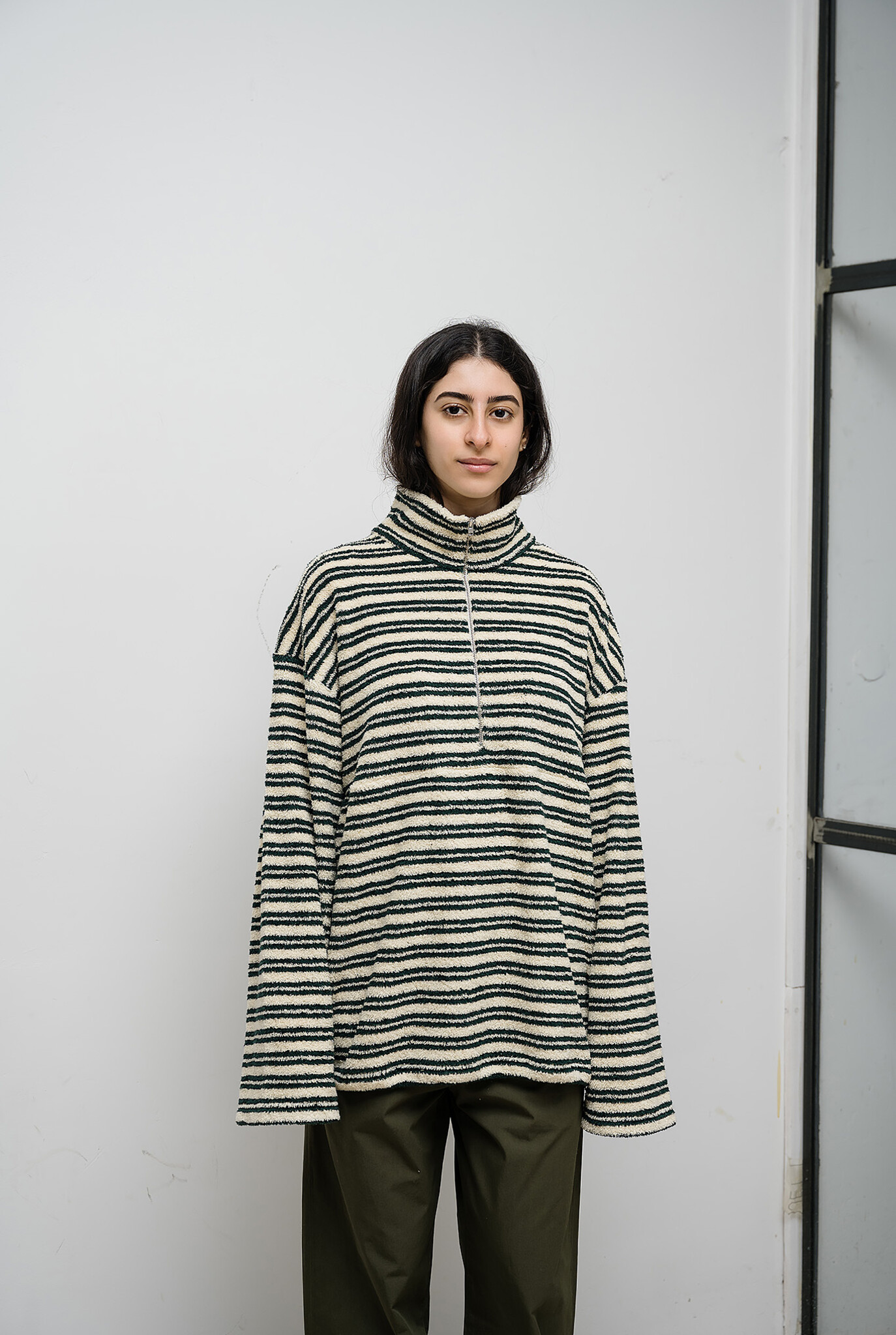 Zipped Kibo Sweatshirt Green Stripe