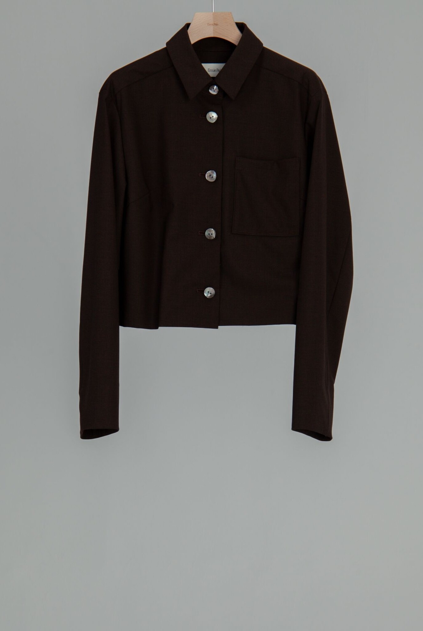 Stretch wool Blouson Brown