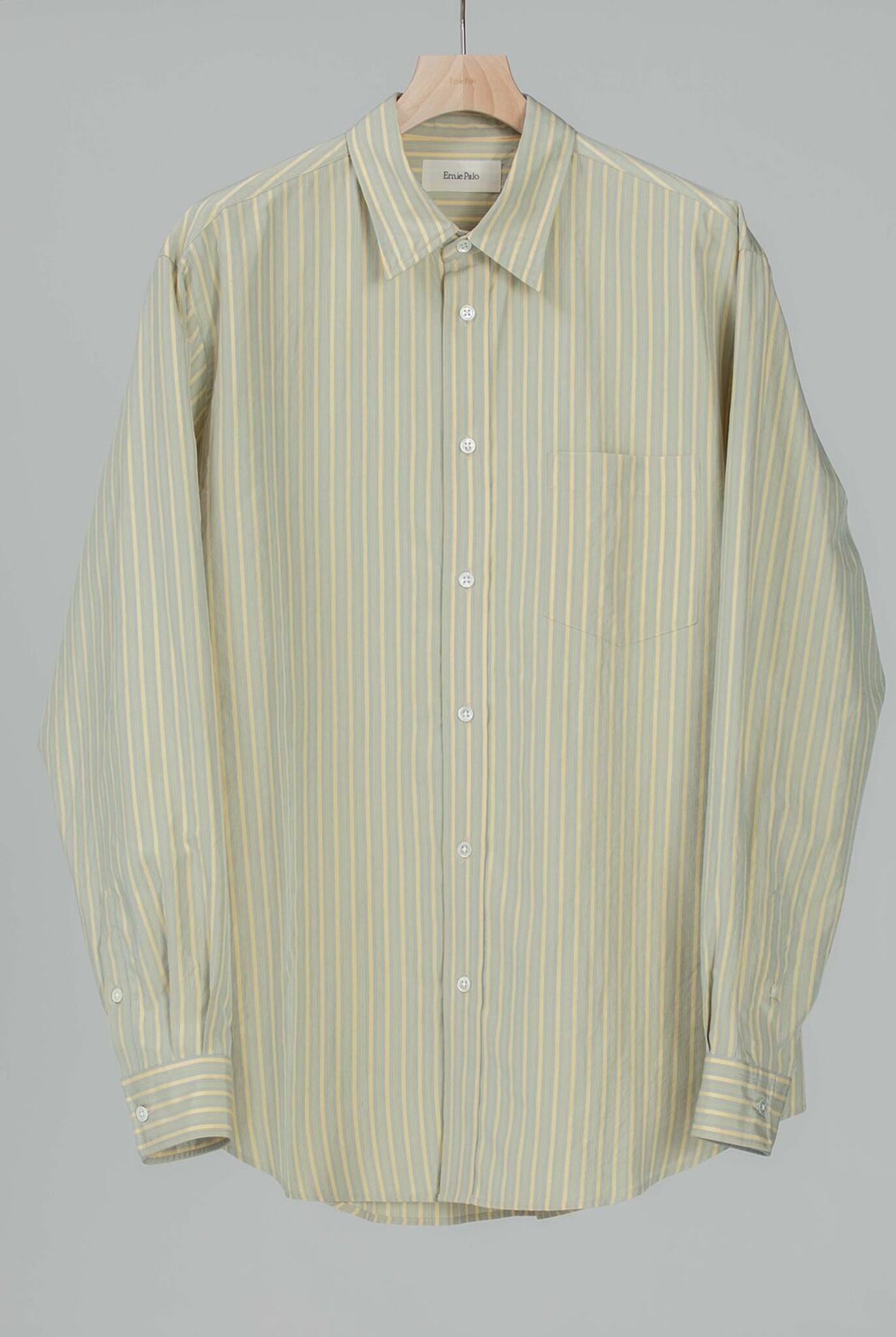 Silk Cotton Stripe Shirt Yellow
