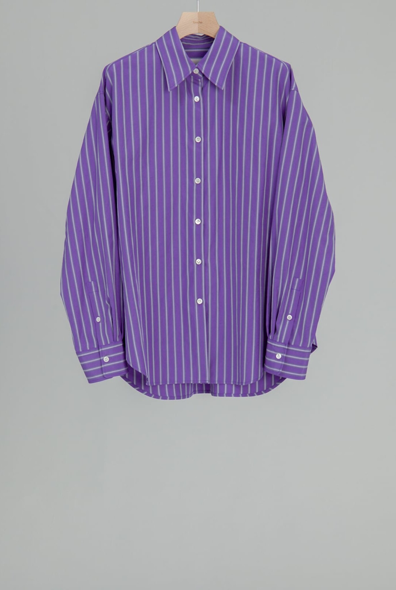 Silk Cotton Stripe Shirt Purple