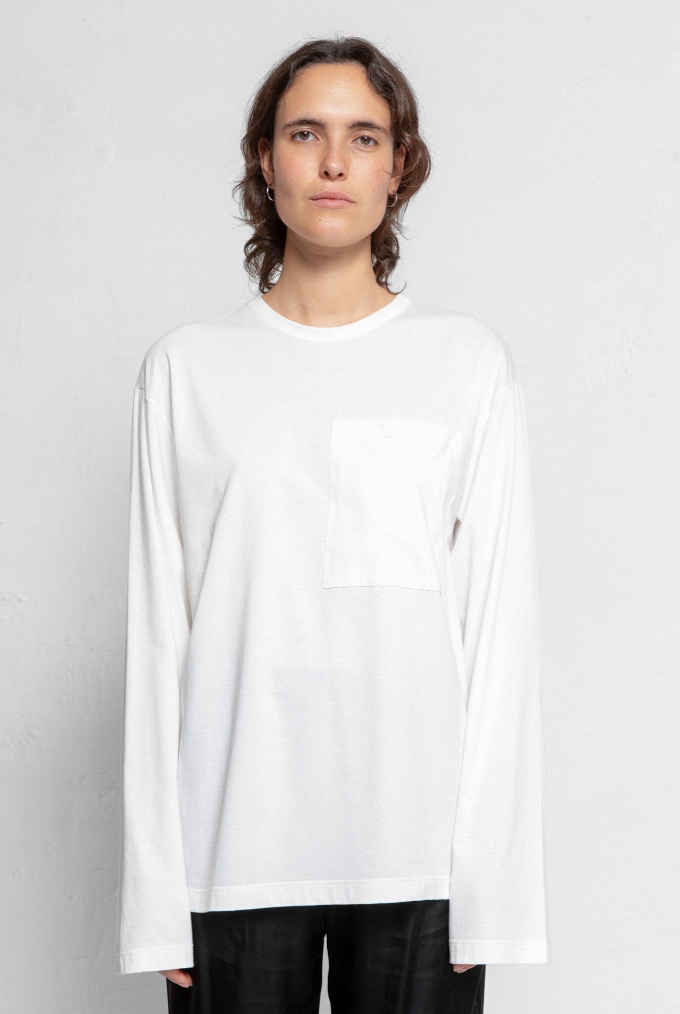 Unisex T-shirt L/S Pocket Off White