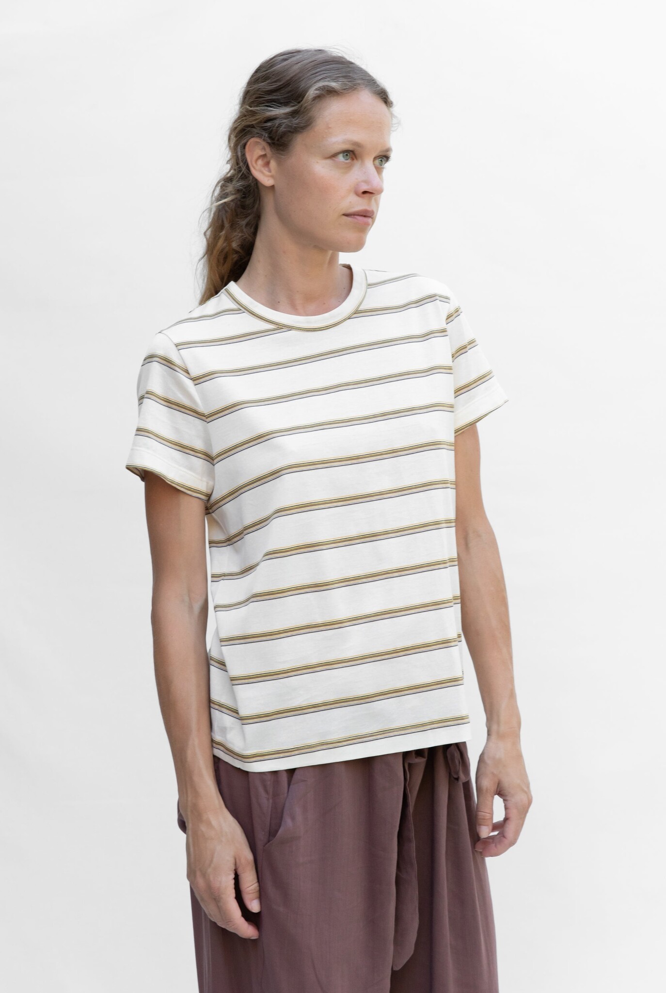 Striped Womens T-shirt Ecru