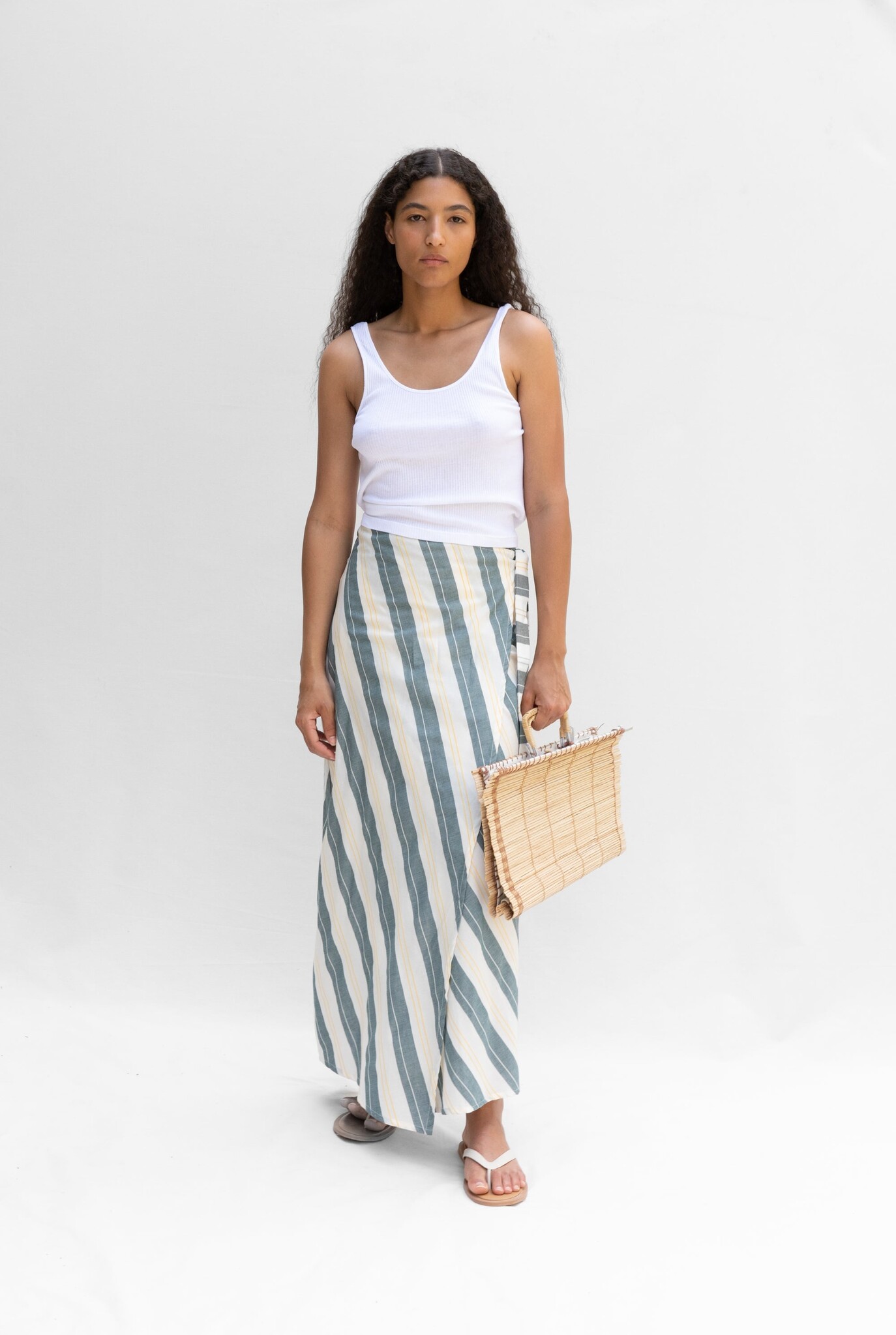 Wrap Skirt Judy Green Stripe