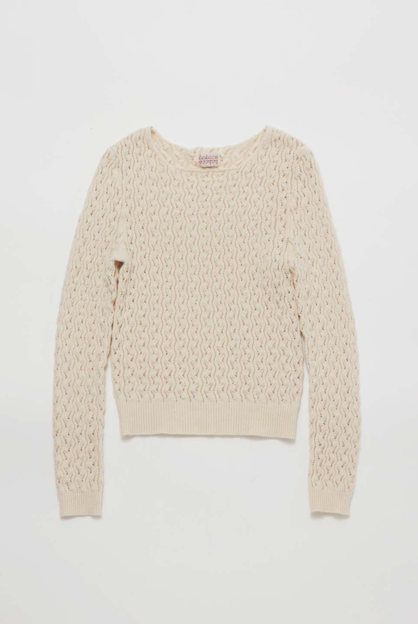 Wavy Lace Stretch pullover Ivory