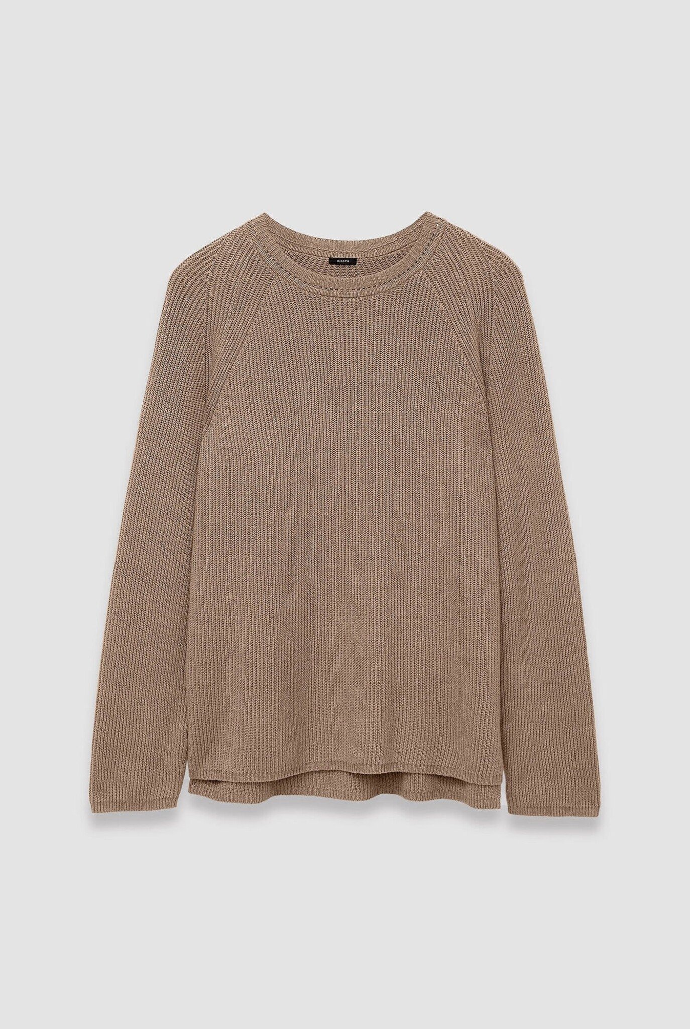 Round neck linen blend sweater Frozen Mocha