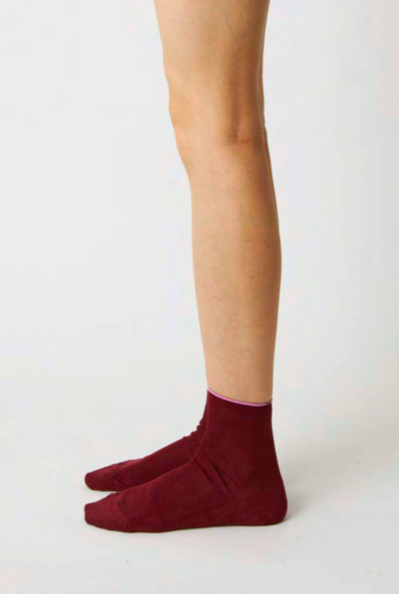 Fine Ribbed Basic Socks Burgundy