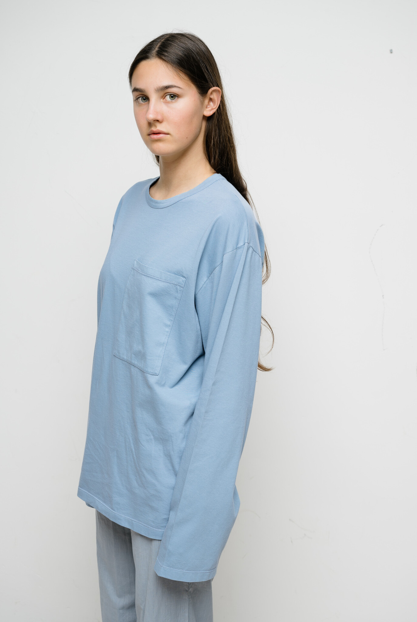 Unisex T-shirt L/S Pocket Citadel Blue