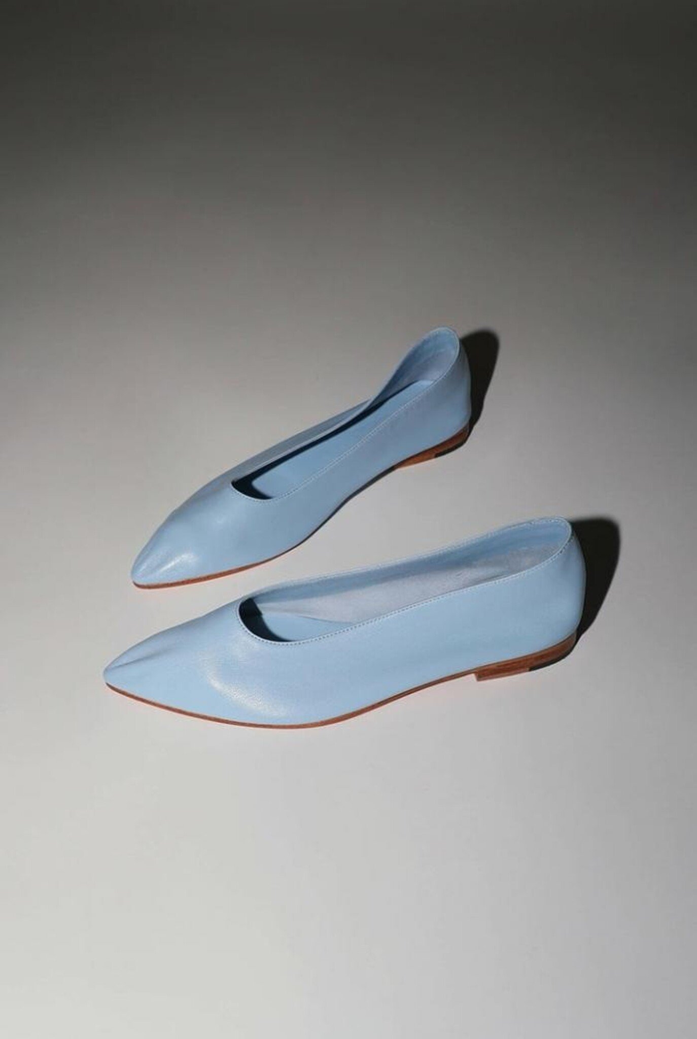 Party Flat Kid Leather Light Blue